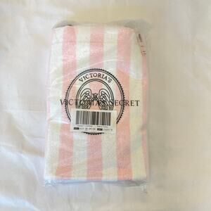 Victoria's Secret Pink White Striped Terry Tote Bag Angel Weekender Travel